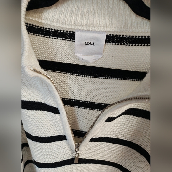 Striped Half Zip Sweater M - Picture 2 of 3